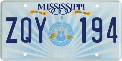 MS license plate ZQY194