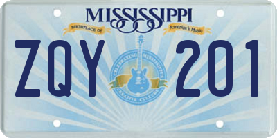 MS license plate ZQY201