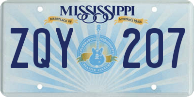 MS license plate ZQY207