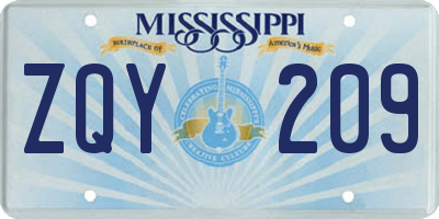 MS license plate ZQY209