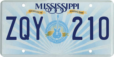 MS license plate ZQY210