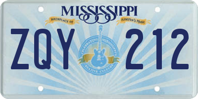 MS license plate ZQY212