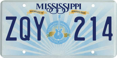 MS license plate ZQY214