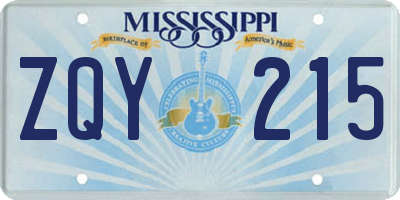 MS license plate ZQY215