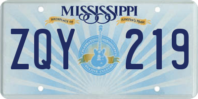 MS license plate ZQY219