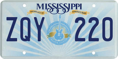 MS license plate ZQY220