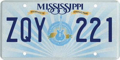 MS license plate ZQY221