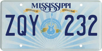 MS license plate ZQY232