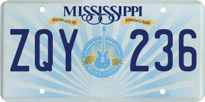 MS license plate ZQY236