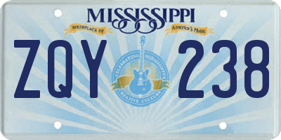 MS license plate ZQY238