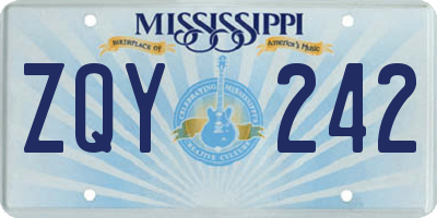 MS license plate ZQY242