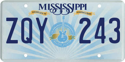 MS license plate ZQY243