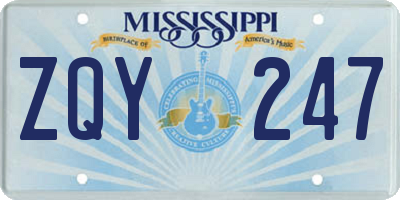 MS license plate ZQY247