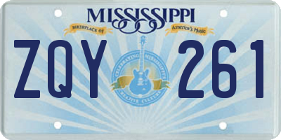 MS license plate ZQY261