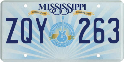 MS license plate ZQY263