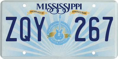 MS license plate ZQY267