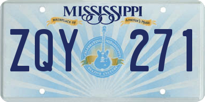 MS license plate ZQY271