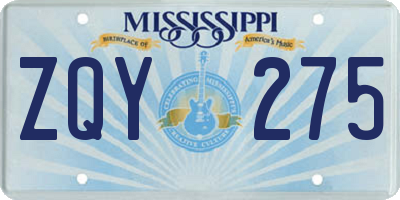 MS license plate ZQY275