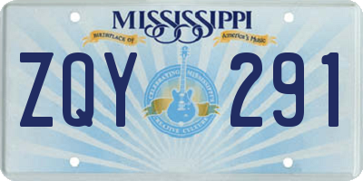 MS license plate ZQY291