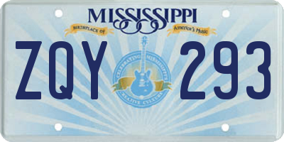 MS license plate ZQY293