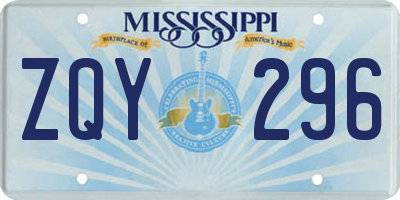 MS license plate ZQY296