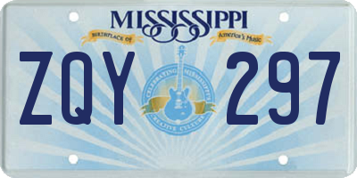 MS license plate ZQY297