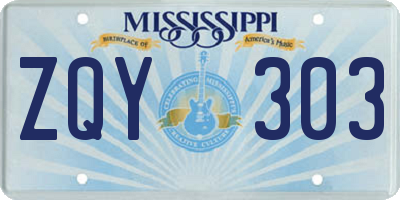 MS license plate ZQY303