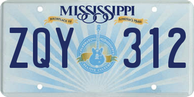 MS license plate ZQY312