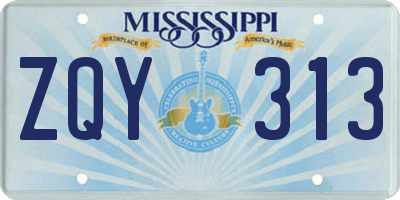 MS license plate ZQY313