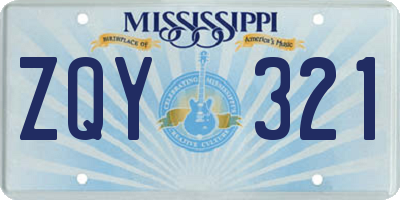 MS license plate ZQY321