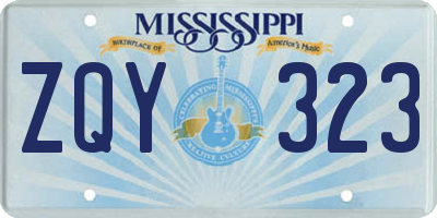 MS license plate ZQY323