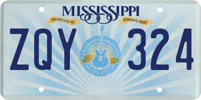 MS license plate ZQY324