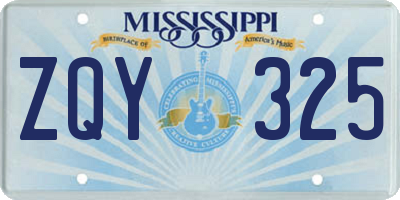 MS license plate ZQY325