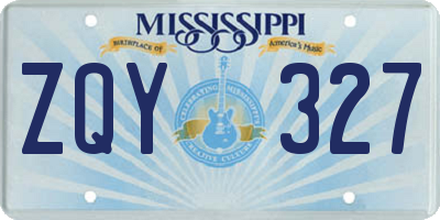 MS license plate ZQY327