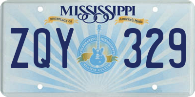 MS license plate ZQY329