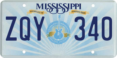 MS license plate ZQY340