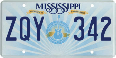 MS license plate ZQY342
