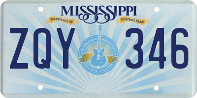 MS license plate ZQY346