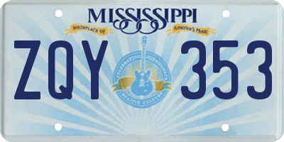 MS license plate ZQY353