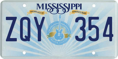 MS license plate ZQY354