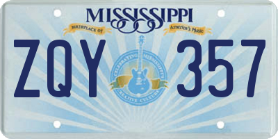 MS license plate ZQY357