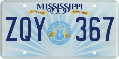 MS license plate ZQY367