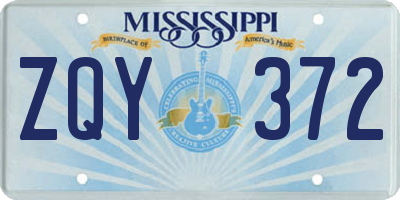 MS license plate ZQY372