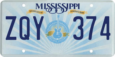 MS license plate ZQY374