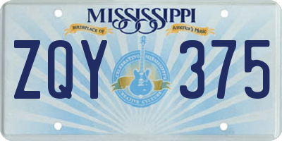 MS license plate ZQY375