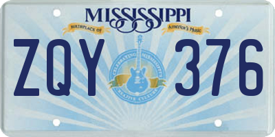 MS license plate ZQY376