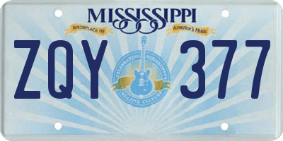 MS license plate ZQY377