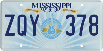 MS license plate ZQY378