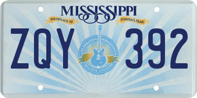 MS license plate ZQY392
