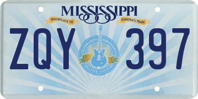 MS license plate ZQY397